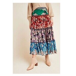 Anthropologie Bhanuni by Jyoti Anarosa Tiered Floral Maxi Skirt Boho | Size 8